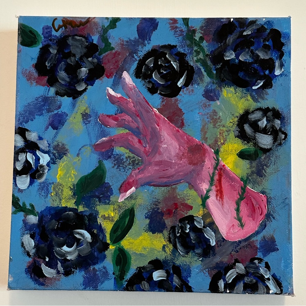 Abstract Hand Amist Roses Painting